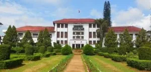 Colonial-style school buildings amidst forest trails near Netarhat’s historic residential school.